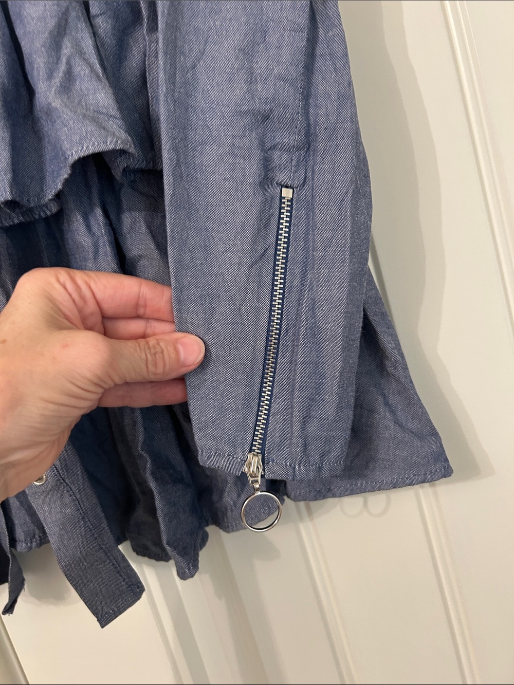 Zara Blue Ruffle Denim-Style Jacket - Picture 3 of 3